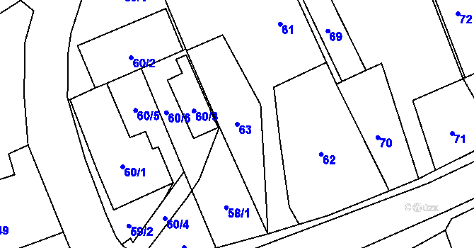 Parcela st. 63 v KÚ Mikolajice, Katastrální mapa