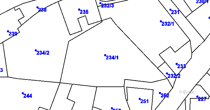 Parcela st. 234/1 v KÚ Mikolajice, Katastrální mapa