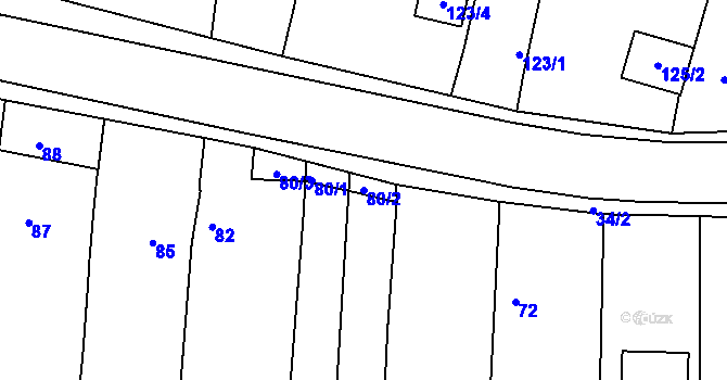 Parcela st. 80/2 v KÚ Míkovice nad Olšavou, Katastrální mapa