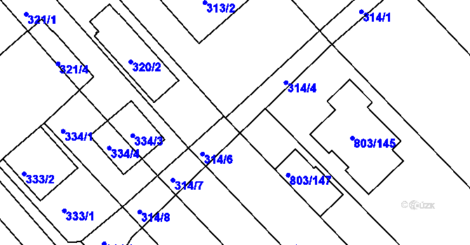 Parcela st. 314/5 v KÚ Míkovice nad Olšavou, Katastrální mapa