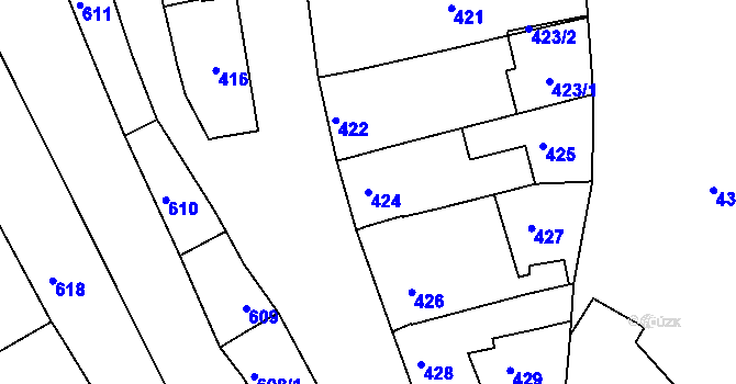 Parcela st. 424 v KÚ Míkovice nad Olšavou, Katastrální mapa