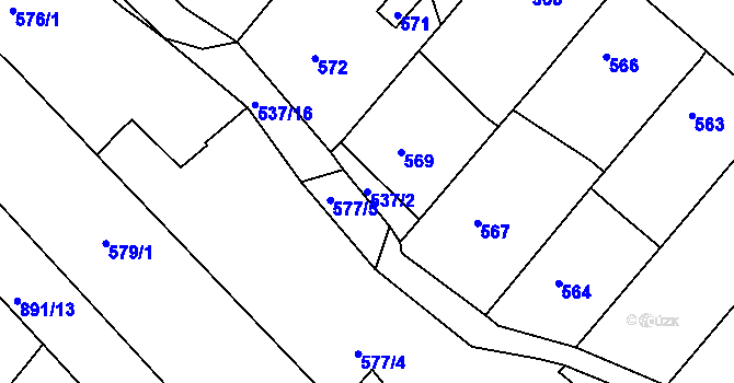 Parcela st. 537/2 v KÚ Míkovice nad Olšavou, Katastrální mapa