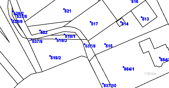 Parcela st. 537/8 v KÚ Míkovice nad Olšavou, Katastrální mapa