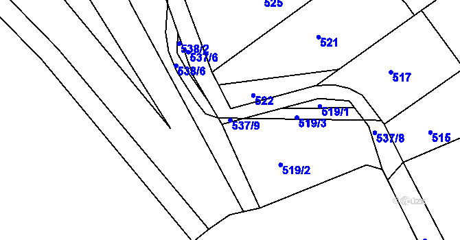 Parcela st. 537/9 v KÚ Míkovice nad Olšavou, Katastrální mapa