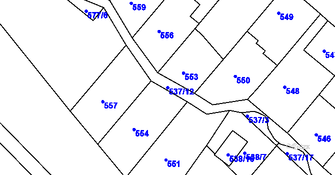 Parcela st. 537/12 v KÚ Míkovice nad Olšavou, Katastrální mapa
