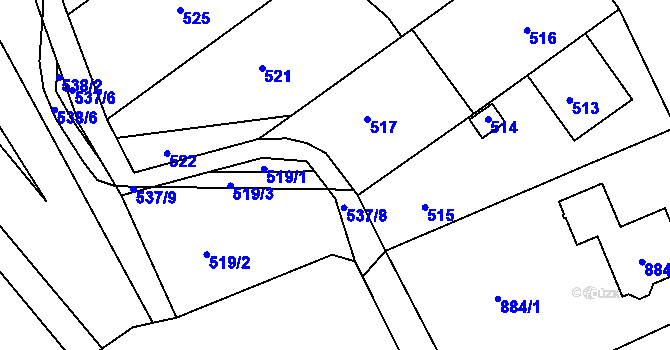 Parcela st. 537/15 v KÚ Míkovice nad Olšavou, Katastrální mapa