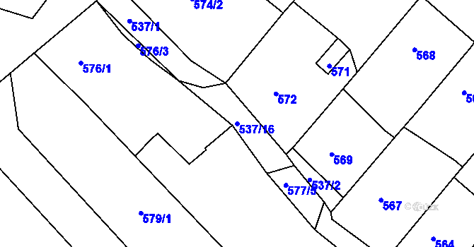 Parcela st. 537/16 v KÚ Míkovice nad Olšavou, Katastrální mapa