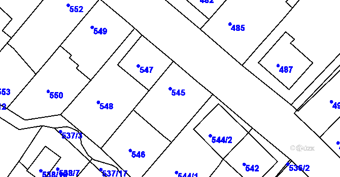 Parcela st. 545 v KÚ Míkovice nad Olšavou, Katastrální mapa