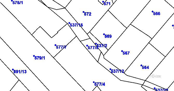 Parcela st. 577/5 v KÚ Míkovice nad Olšavou, Katastrální mapa