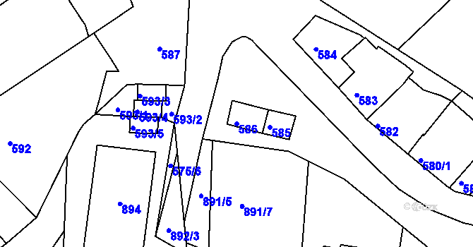 Parcela st. 586 v KÚ Míkovice nad Olšavou, Katastrální mapa