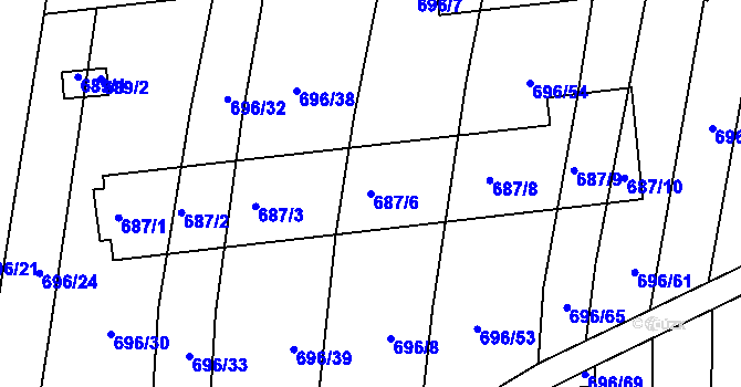 Parcela st. 687/6 v KÚ Míkovice nad Olšavou, Katastrální mapa