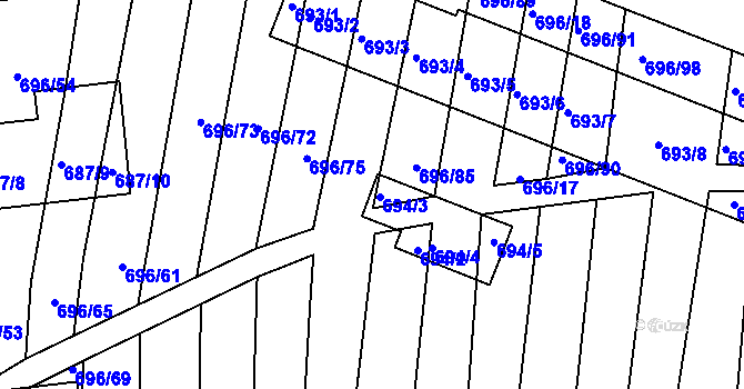 Parcela st. 694/1 v KÚ Míkovice nad Olšavou, Katastrální mapa