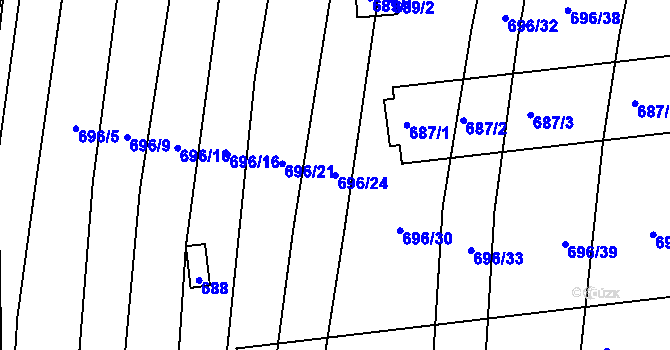 Parcela st. 696/24 v KÚ Míkovice nad Olšavou, Katastrální mapa