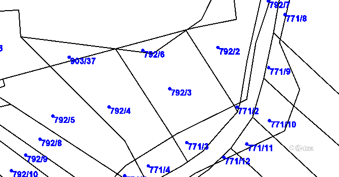 Parcela st. 792/3 v KÚ Míkovice nad Olšavou, Katastrální mapa