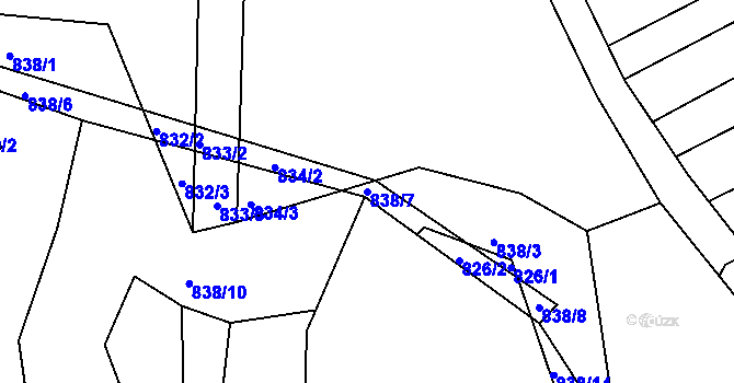 Parcela st. 838/7 v KÚ Míkovice nad Olšavou, Katastrální mapa