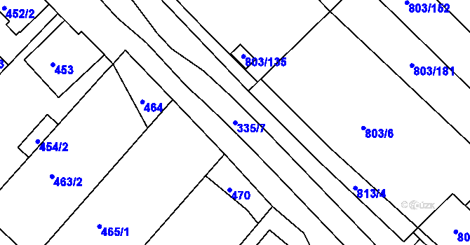 Parcela st. 335/7 v KÚ Míkovice nad Olšavou, Katastrální mapa