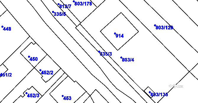 Parcela st. 335/3 v KÚ Míkovice nad Olšavou, Katastrální mapa