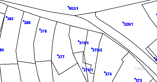 Parcela st. 375/1 v KÚ Míkovice nad Olšavou, Katastrální mapa