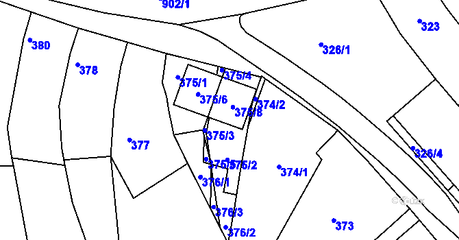 Parcela st. 375/2 v KÚ Míkovice nad Olšavou, Katastrální mapa