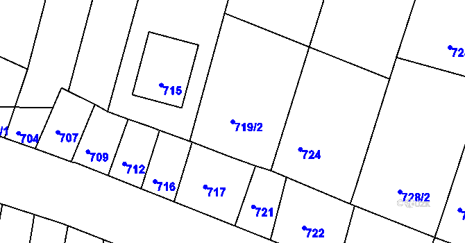 Parcela st. 719/2 v KÚ Míkovice nad Olšavou, Katastrální mapa