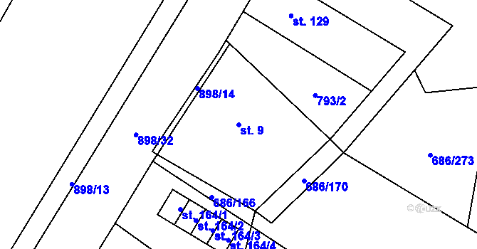 Parcela st. 9 v KÚ Svatý Mikuláš, Katastrální mapa