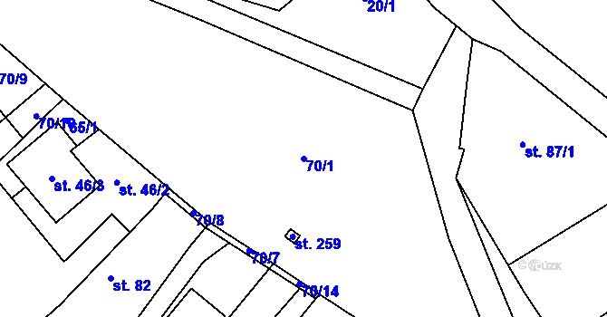 Parcela st. 70/1 v KÚ Svatý Mikuláš, Katastrální mapa