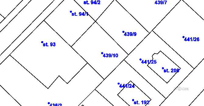 Parcela st. 439/10 v KÚ Svatý Mikuláš, Katastrální mapa