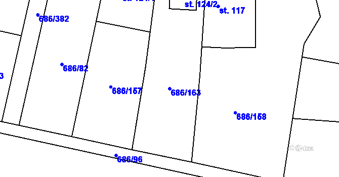 Parcela st. 686/163 v KÚ Svatý Mikuláš, Katastrální mapa