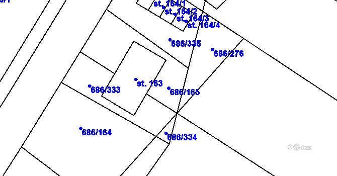 Parcela st. 686/165 v KÚ Svatý Mikuláš, Katastrální mapa