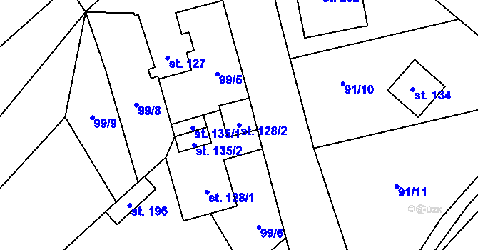 Parcela st. 128/2 v KÚ Svatý Mikuláš, Katastrální mapa