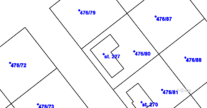 Parcela st. 227 v KÚ Svatý Mikuláš, Katastrální mapa