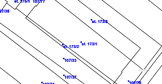 Parcela st. 173/1 v KÚ Svatý Mikuláš, Katastrální mapa