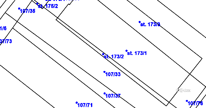Parcela st. 173/2 v KÚ Svatý Mikuláš, Katastrální mapa