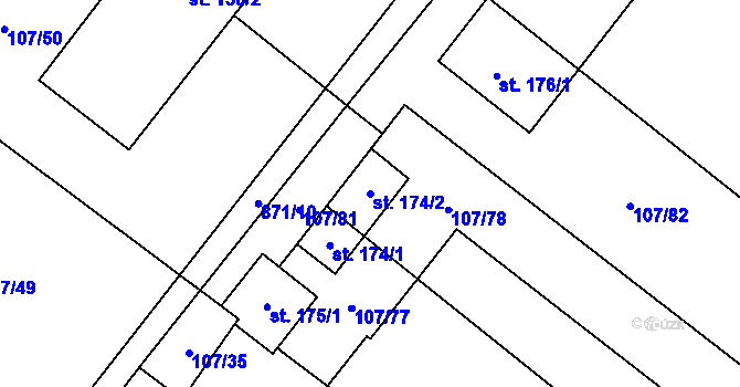 Parcela st. 174/2 v KÚ Svatý Mikuláš, Katastrální mapa