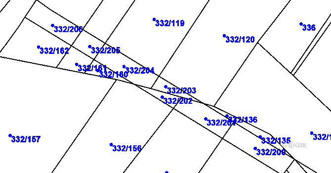 Parcela st. 332/203 v KÚ Svatý Mikuláš, Katastrální mapa