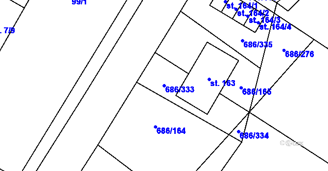 Parcela st. 686/333 v KÚ Svatý Mikuláš, Katastrální mapa