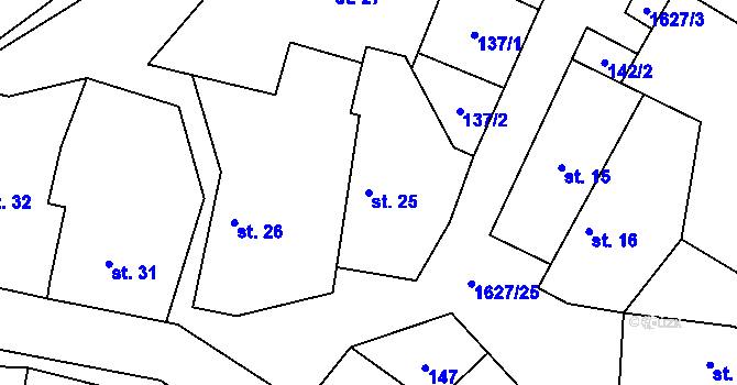 Parcela st. 25 v KÚ Rohozec u Žehušic, Katastrální mapa