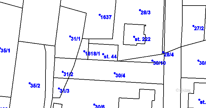 Parcela st. 44 v KÚ Rohozec u Žehušic, Katastrální mapa