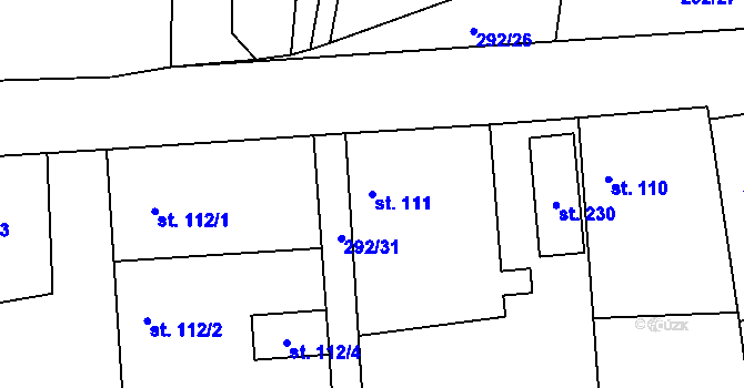 Parcela st. 111 v KÚ Rohozec u Žehušic, Katastrální mapa