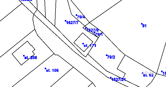Parcela st. 171 v KÚ Rohozec u Žehušic, Katastrální mapa