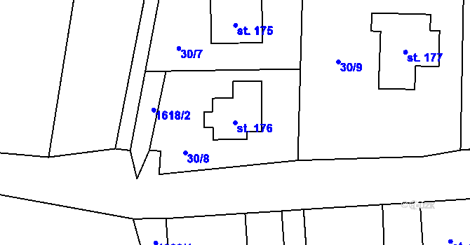 Parcela st. 176 v KÚ Rohozec u Žehušic, Katastrální mapa