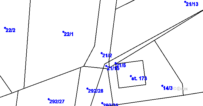 Parcela st. 21/2 v KÚ Rohozec u Žehušic, Katastrální mapa