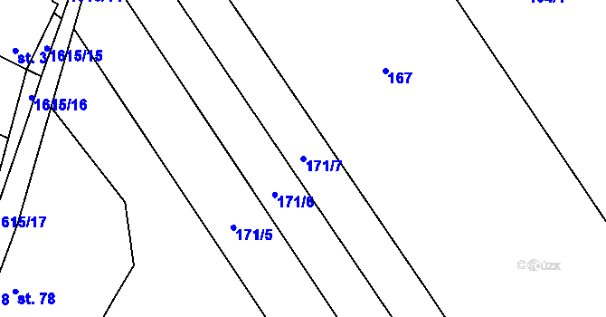 Parcela st. 171/7 v KÚ Rohozec u Žehušic, Katastrální mapa