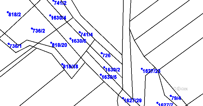 Parcela st. 726 v KÚ Rohozec u Žehušic, Katastrální mapa