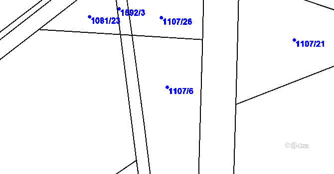 Parcela st. 1107/6 v KÚ Rohozec u Žehušic, Katastrální mapa