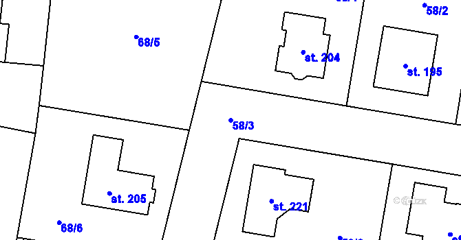 Parcela st. 58/3 v KÚ Rohozec u Žehušic, Katastrální mapa