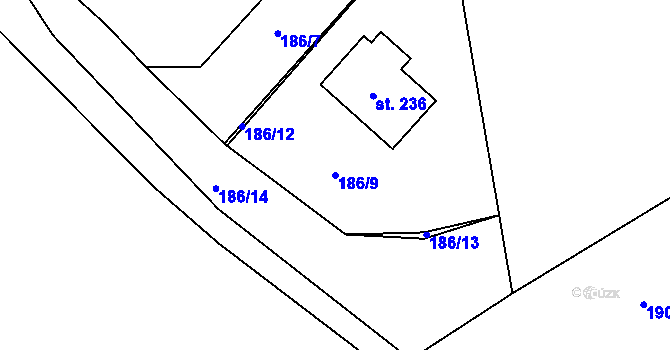 Parcela st. 186/9 v KÚ Rohozec u Žehušic, Katastrální mapa