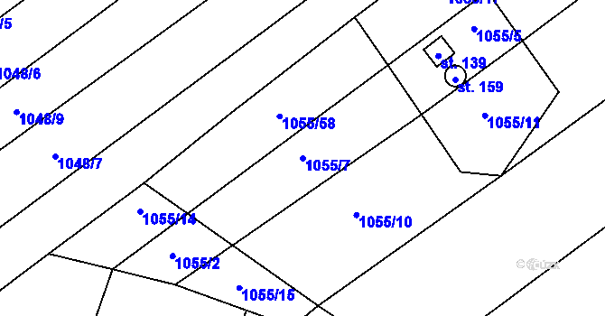 Parcela st. 1055/7 v KÚ Rohozec u Žehušic, Katastrální mapa