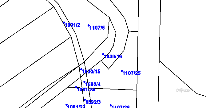 Parcela st. 1030/16 v KÚ Rohozec u Žehušic, Katastrální mapa