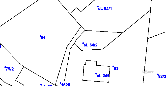 Parcela st. 64/2 v KÚ Rohozec u Žehušic, Katastrální mapa